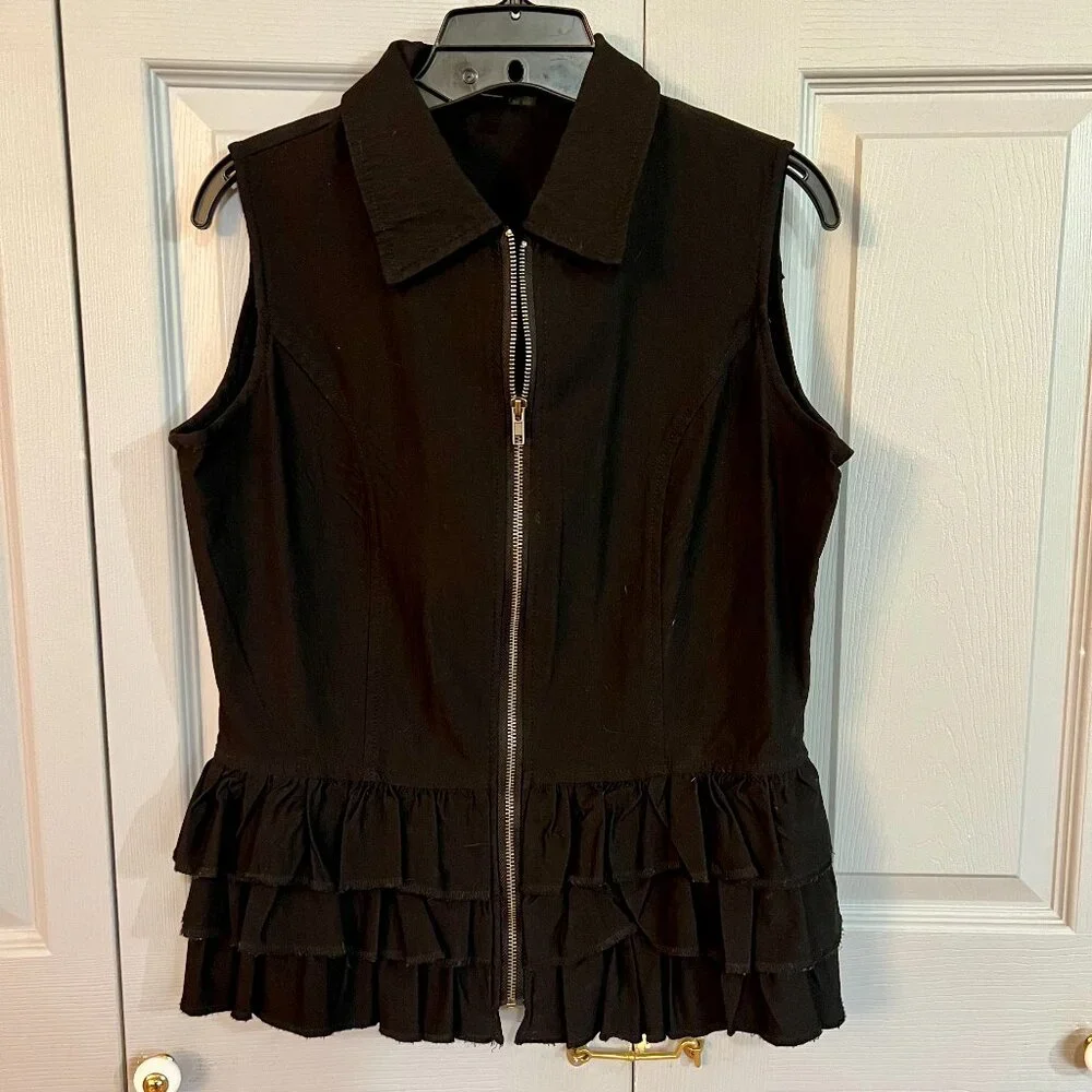 Vest with Ruffles, zip front. - Picture 1 of 5